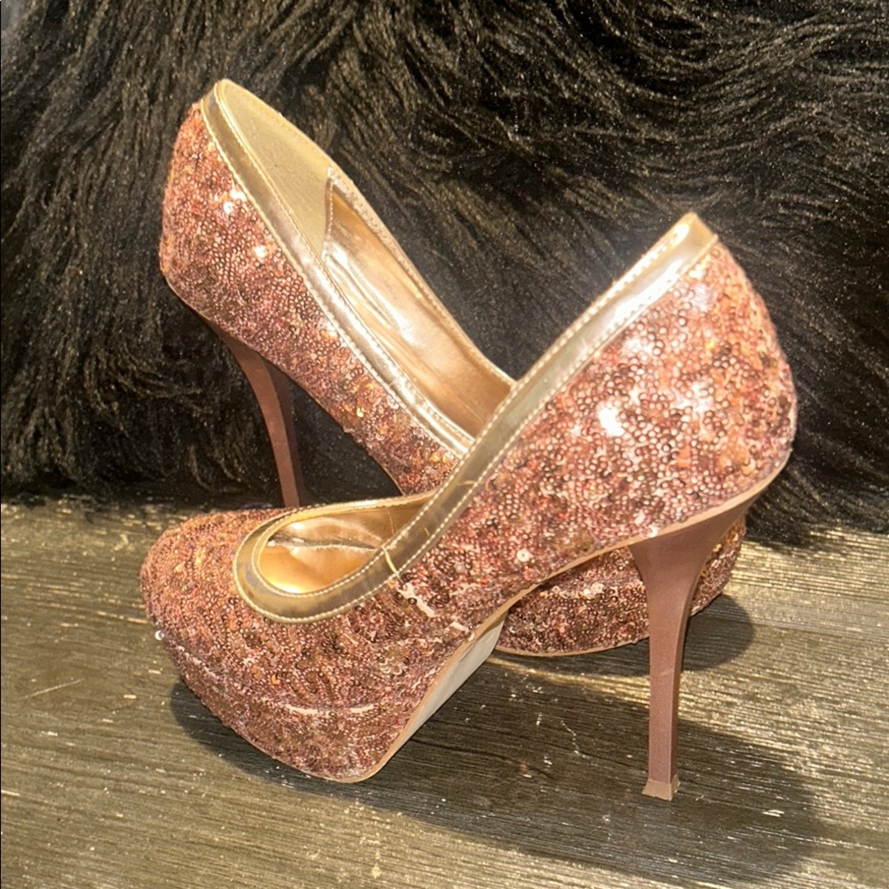 Baby Phat Pink and Gold Stiletto Heels